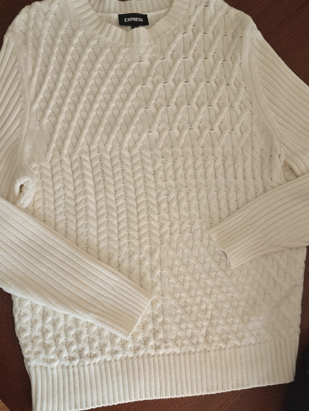 Express Cream Cable-Knit Crew Sweater